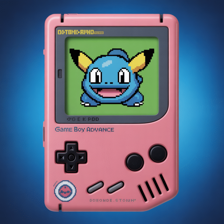Photorealistic screenshot of a custom Pokémon sprite on a classic Game Boy Advance interface with vivid pixel art