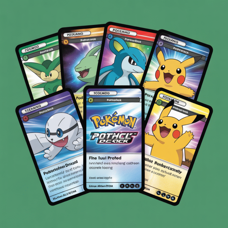 Cartes Pokémon TCG Pocket deck disposées dynamiquement avec détails précis