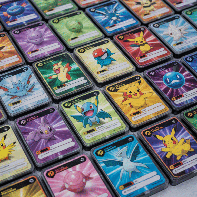 Opened Pokémon booster packs displaying colorful common, uncommon, and rare foil trading cards with vibrant illustrations