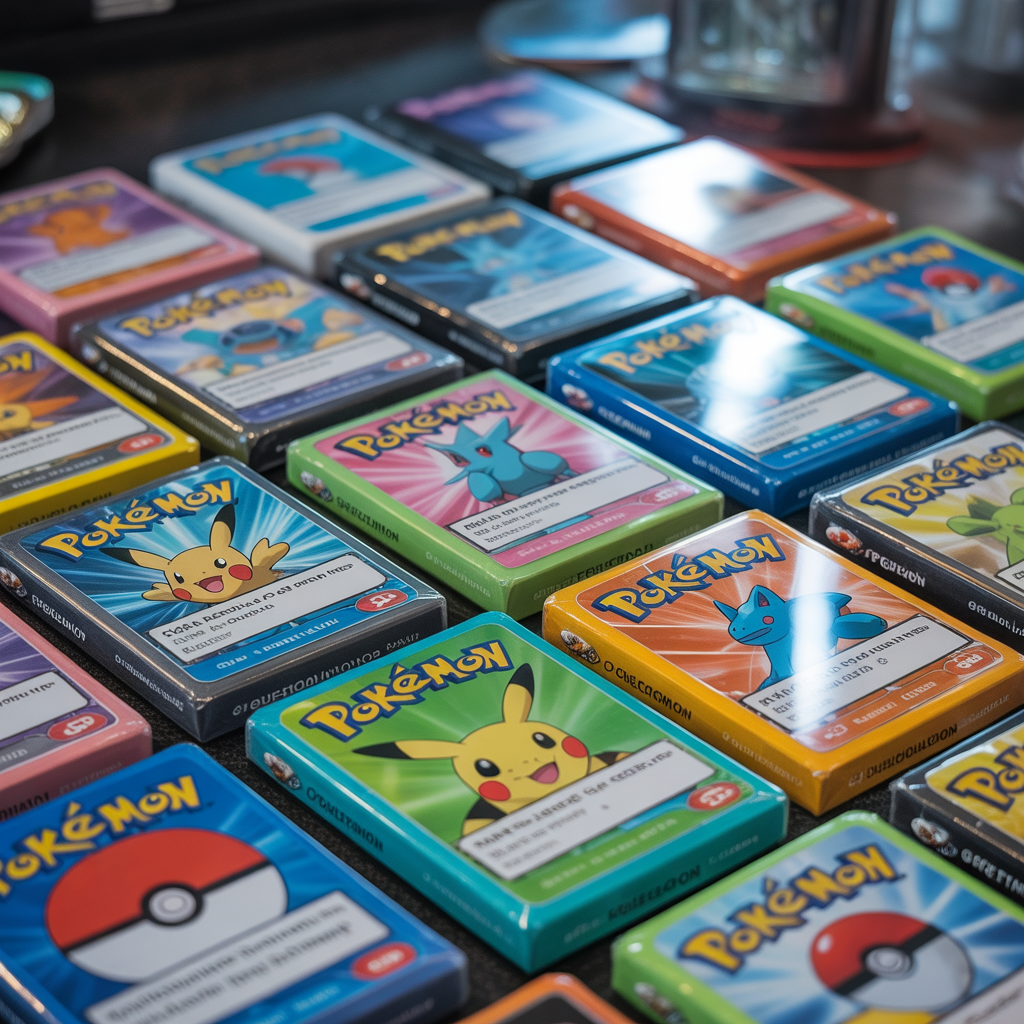 Colorful sealed and opened Pokémon card packs with rare cards on a table