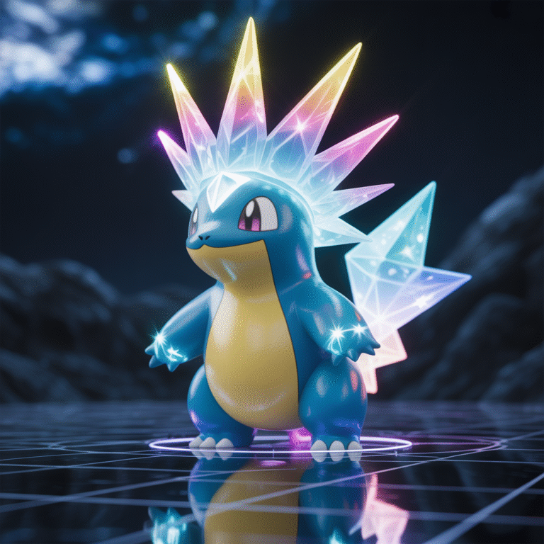 Pokémon Téracristal aux textures cristallines, portant une couronne étoilée cosmique émettant une lumière radiante