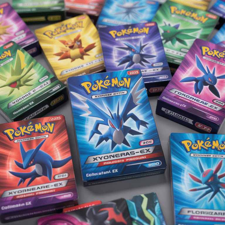 Pack de cartes Pokémon 2025 avec Kyogre-ex, Xerneas-ex, Dialga-ex, Tortank Ex et Florizarre Ex en gros plan