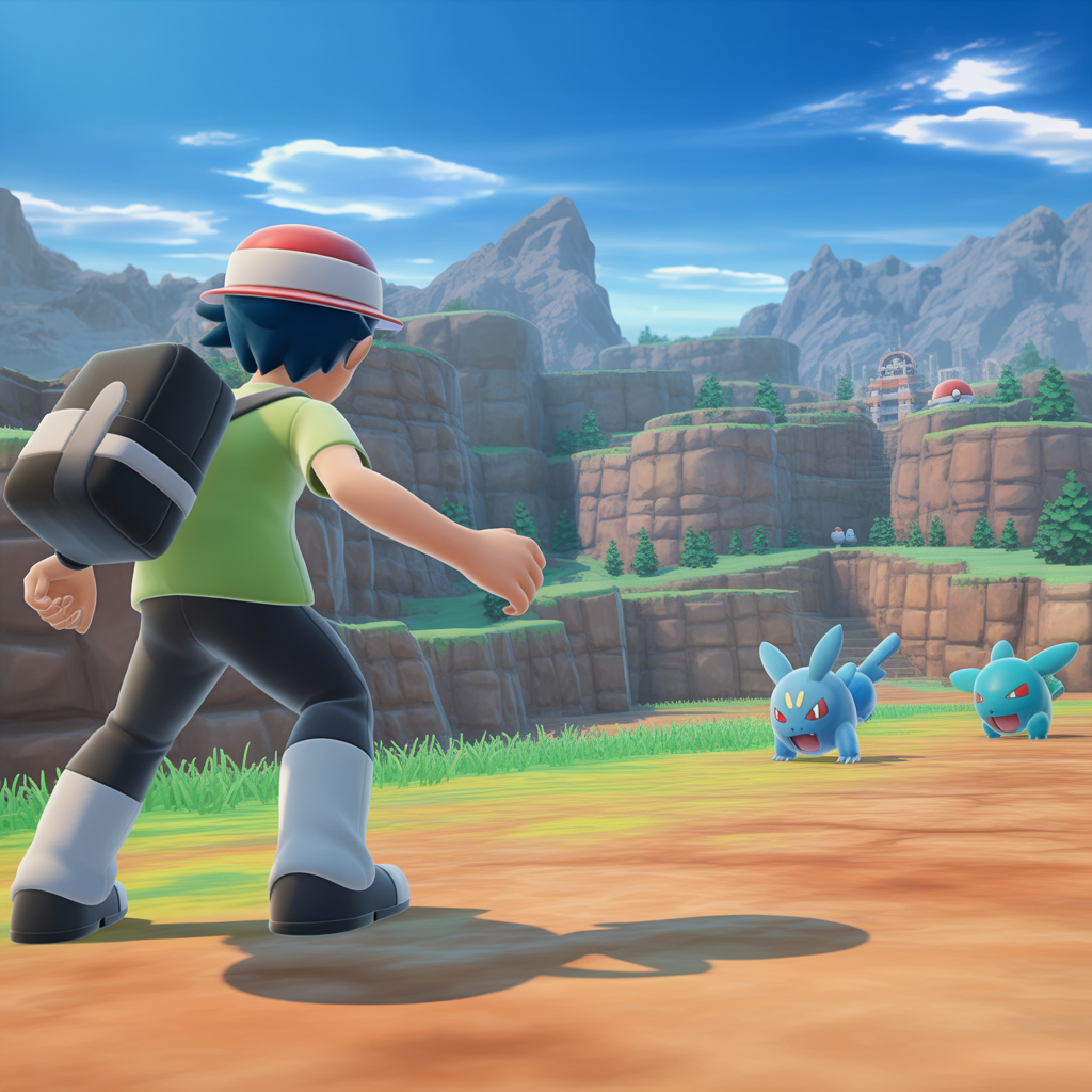 Joueur explorant une région détaillée dans Pokémon Black 3D avec une bataille dynamique contre Team Plasma