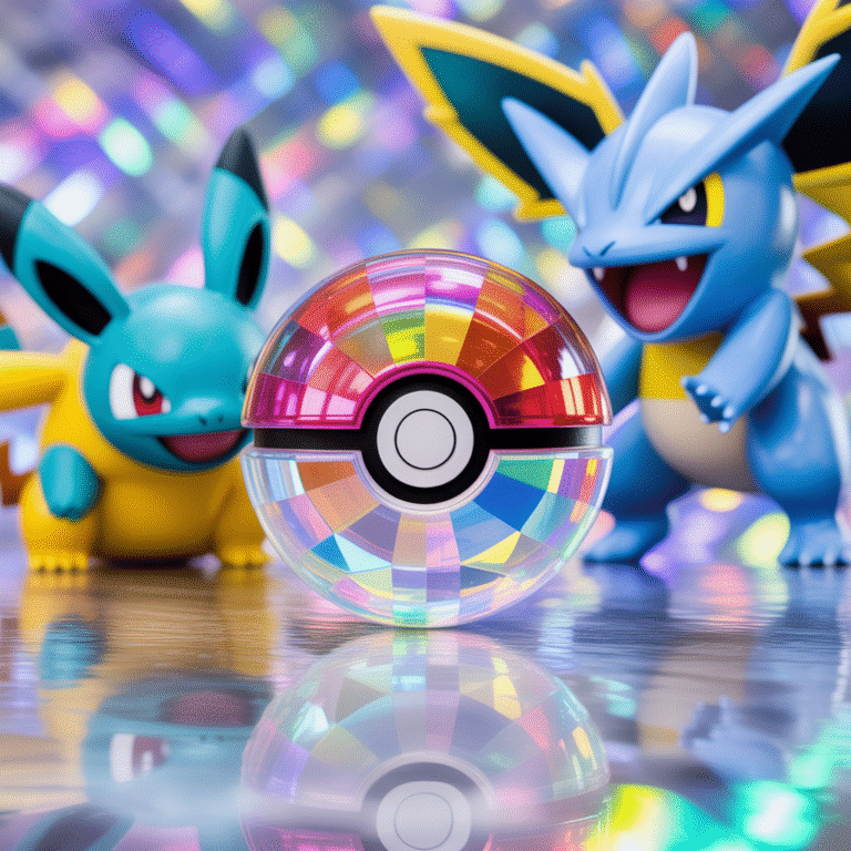 Carte Pokémon Evolution Prism holographique avec effet prisme et Poké Ball scintillante