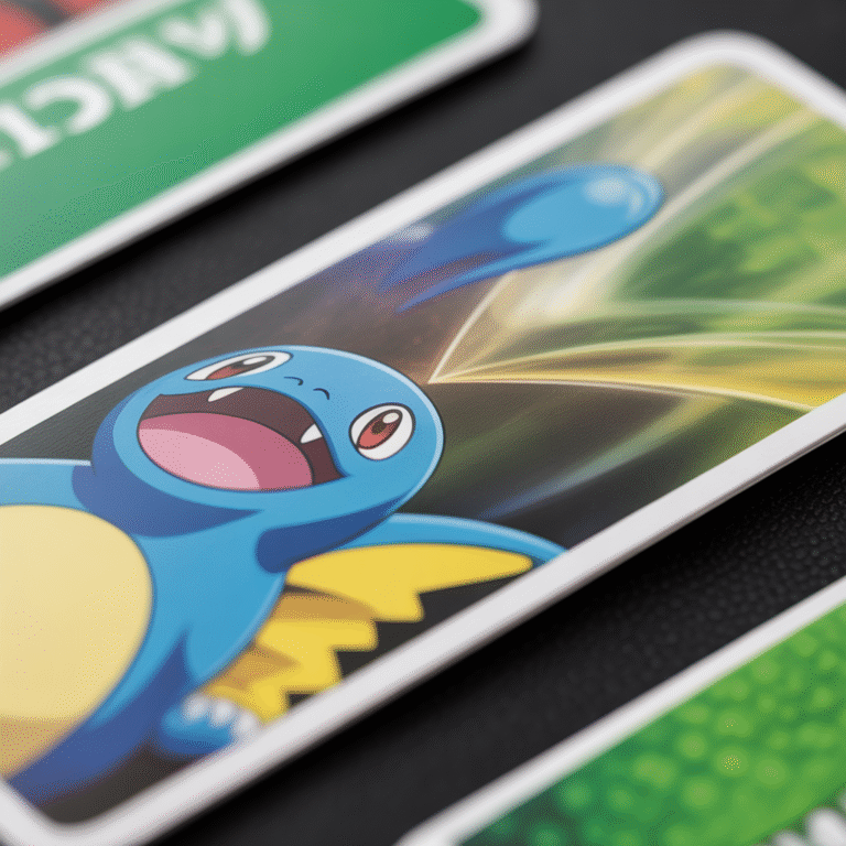 Close-up of an authentic Japanese Pokémon card with thin, flexible texture and original illustration