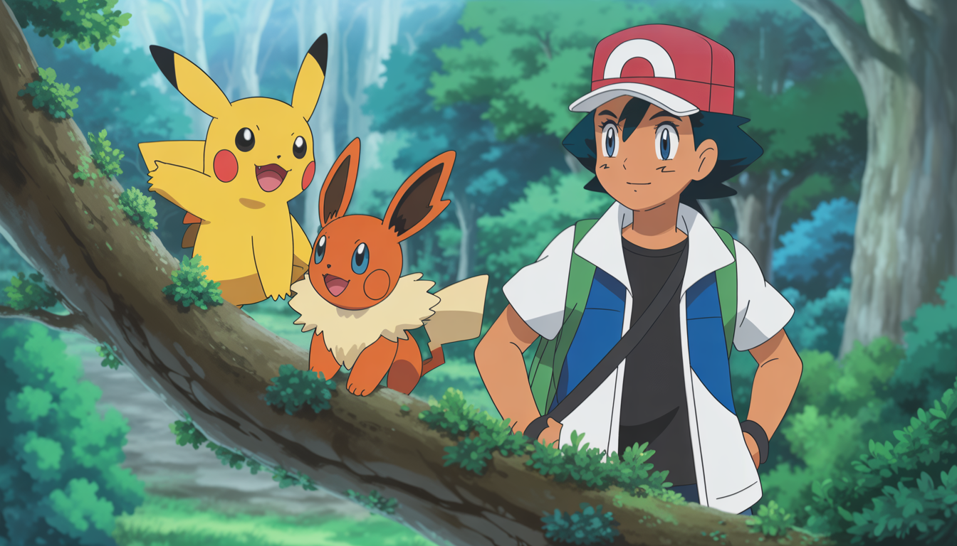 Dresseur Pokémon avec Sprigatito, Fuecoco et Quaxly en forêt