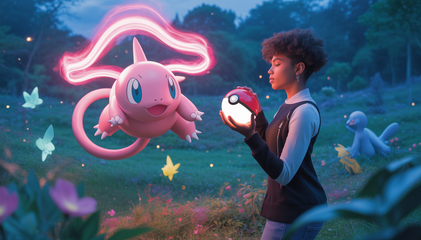 Gardevoir flottant avec aura rose dans une forêt magique