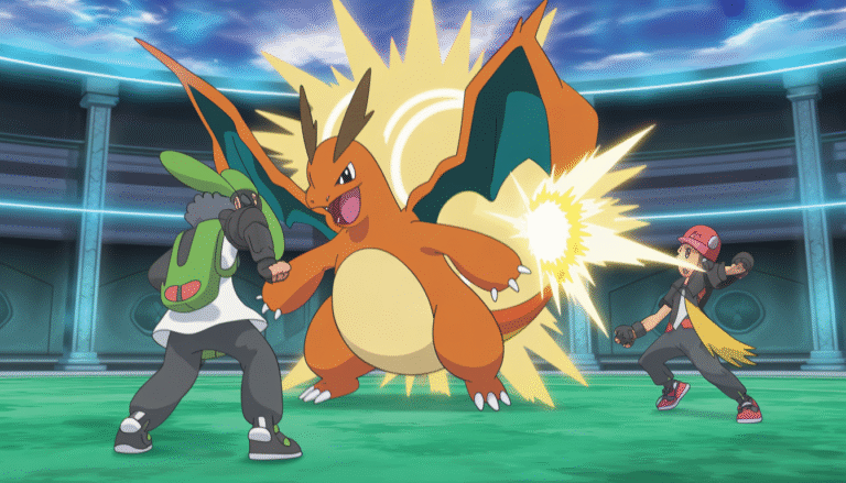 Legendary Pokémon performing a glowing magical attack in a battle